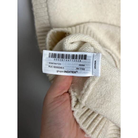 Zara Knit Sweater Vest Beige Sleeveless Pullover Preppy Size Small Women’s - Picture 6 of 6